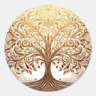 Elegante Gouden Boom des Levens Viering Spiritueel Ronde Sticker