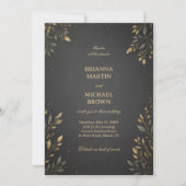 Elegante Gouden Botanische Donkere Kaart (Voorkant)