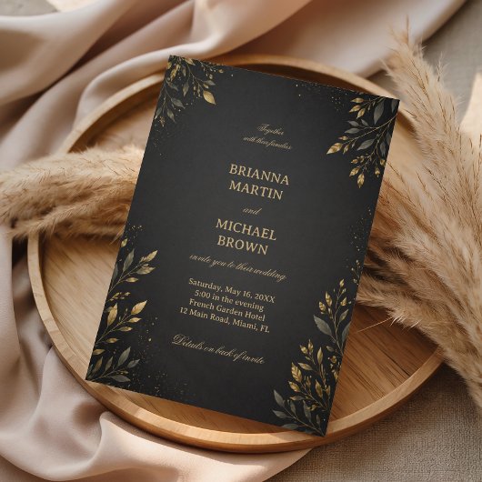 Elegante Gouden Botanische Donkere Kaart