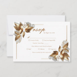 Elegante Gouden Botanische Trouwmaaltijdkeuze RSVP Kaartje