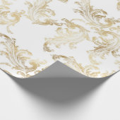 Elegante gouden Brocade Glam Kerstmis Cadeaupapier (Hoek)