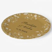 Elegante gouden bruid bruidegom namen bruiloft papieren bordje (Gekanteld)