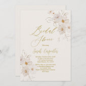 Elegante gouden bruidsdouche uitnodiging (Voorkant / Achterkant)