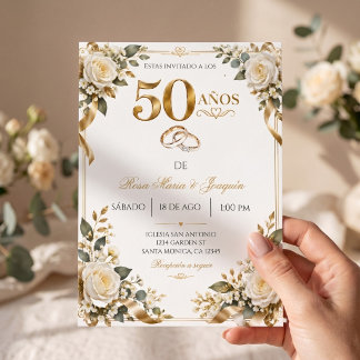 Elegante Gouden Bruiloft 50ste Huwelijksjubileum Kaart