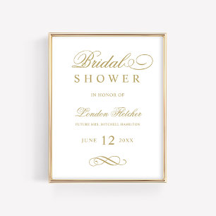 Elegante Gouden Bruiloft Bruidsfeest Welkom Poster