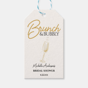 Elegante Gouden Bruiloft Brunch & Mousserende Wijn Cadeaulabel