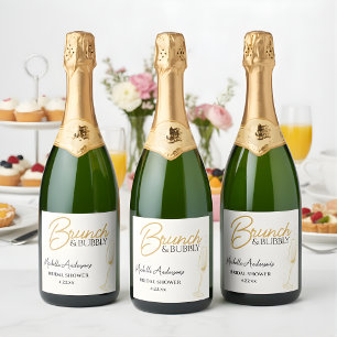 Elegante Gouden Bruiloft Brunch & Mousserende Wijn Sparkling Wijnetiket