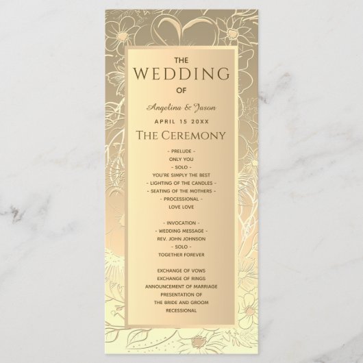 Elegante Gouden Bruiloft Programma (Voorkant)