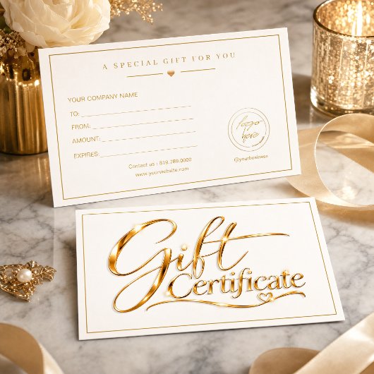 Elegante gouden cadeaubon sjabloon | Luxe