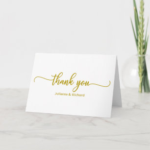 Elegante Gouden Calligrafie Bedankt Kaart