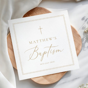 Elegante Gouden Calligrafie Doop Servet