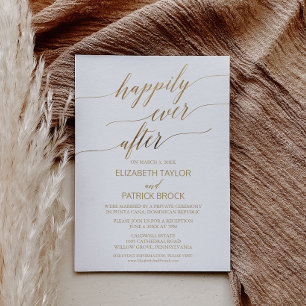Elegante Gouden Calligrafie Elopement Kaart