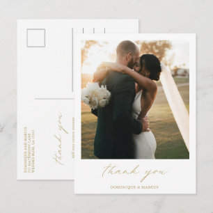 Elegante Gouden Calligrafie Foto Trouw Dank Je Briefkaart