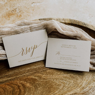 Elegante Gouden Calligrafie Ivoren Song RSVP Kaart