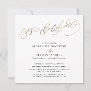 Elegante Gouden Calligrafie Laten we het Ontvangst Kaart