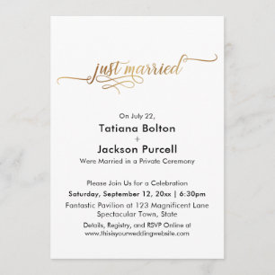 Elegante Gouden Calligrafie Net Getrouwd Ontvangst Kaart