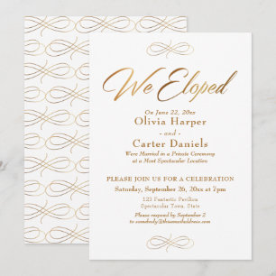 Elegante Gouden Calligrafie We Eloped Ontvangst Kaart