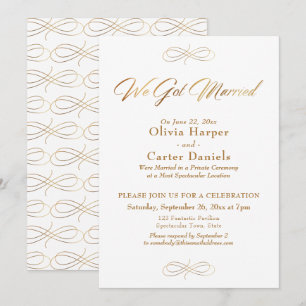 Elegante Gouden Calligrafie Wij Zijn Getrouwd Ontv Kaart