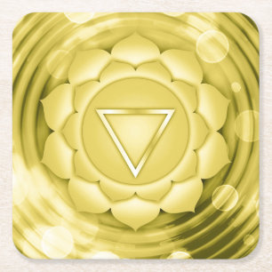 Elegante Gouden Chakra Zen Yoga Spirituele Meditat Vierkante Kartonnen Onderzetter