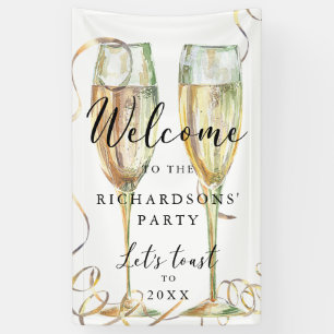 Elegante gouden champagne party welkomstbanner spandoek
