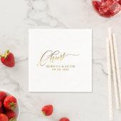 Elegante Gouden Cheers Calligrafie Lettertype  Servet (Insitu)