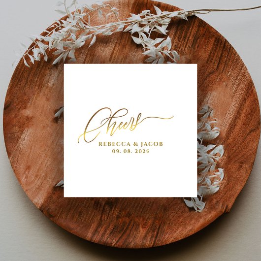 Elegante Gouden Cheers Calligrafie Lettertype  Servet