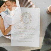 Elegante gouden Chinoiserie bruiloft Save the Date Vellum Uitnodigingen