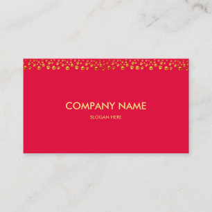 Elegante gouden confetti op fuchsia visitekaartje