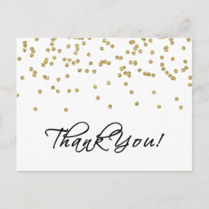 Elegante gouden Confetti Polka Dots Foto Dank u! Briefkaart