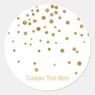 Elegante gouden Confetti Stippen aangepaste tekst Ronde Sticker