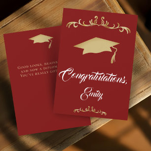 Elegante Gouden Congratulatie Afstudeercadeau Kaart