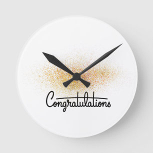 Elegante gouden congratulatie wandklok voor afstud ronde klok