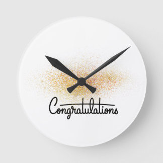 Elegante gouden congratulatie wandklok voor afstud ronde klok