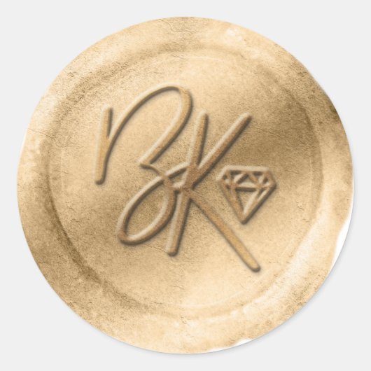 Elegante gouden custom made faux wax seal Sticker (Voorkant)