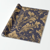 Elegante gouden Damask Cadeaupapier (Uitgerold)