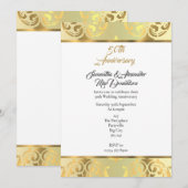 Elegante gouden damast 50ste huwelijksjubileum kaart (Voorkant / Achterkant)