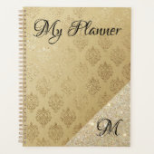 Elegante gouden damast en faux glitter planner (Voorkant)