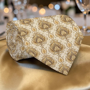 Elegante gouden damast heren stropdas