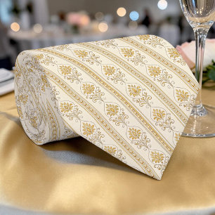 Elegante gouden damast heren stropdas