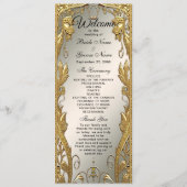 Elegante gouden decoratieve bloemenbruiloft progra programma (Voorkant)