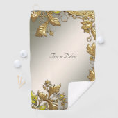 Elegante gouden decoratieve bloemengolfhanddoek golfhanddoek (Insitu)