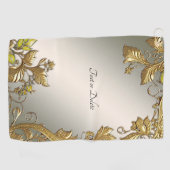 Elegante gouden decoratieve bloemengolfhanddoek golfhanddoek (Horizontaal)