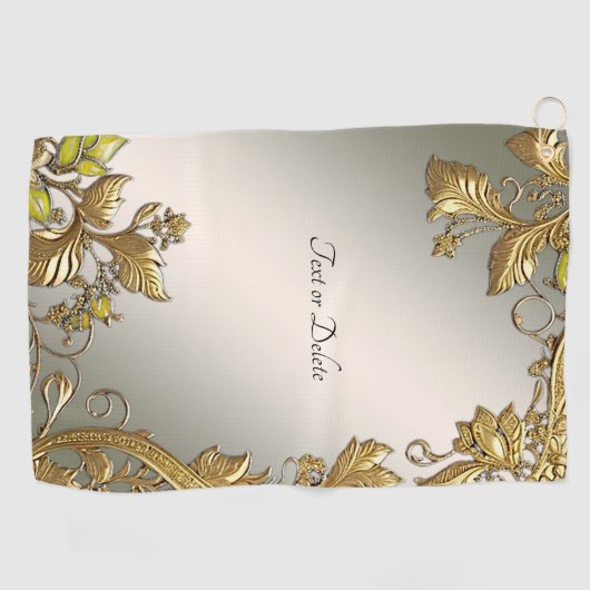 Elegante gouden decoratieve bloemengolfhanddoek golfhanddoek (Horizontaal)