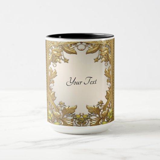 Elegante gouden decoratieve bloemenmok mok (Midden)