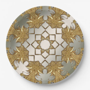Elegante gouden decoratieve bloemenpapier Bord