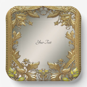 Elegante gouden decoratieve bloemenpapier Bord