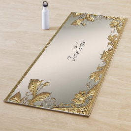 Elegante gouden decoratieve bloemenyoga mat