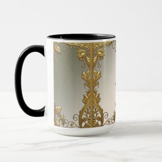 Elegante gouden decoratieve bloemige Mok (Links)