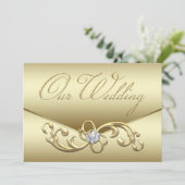 Elegante gouden diamant werveling gouden bruiloft kaart (Staand voorkant)
