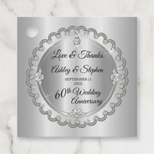 Elegante gouden diamanten 60e bruiloft Jubileum Bedankjes Labels